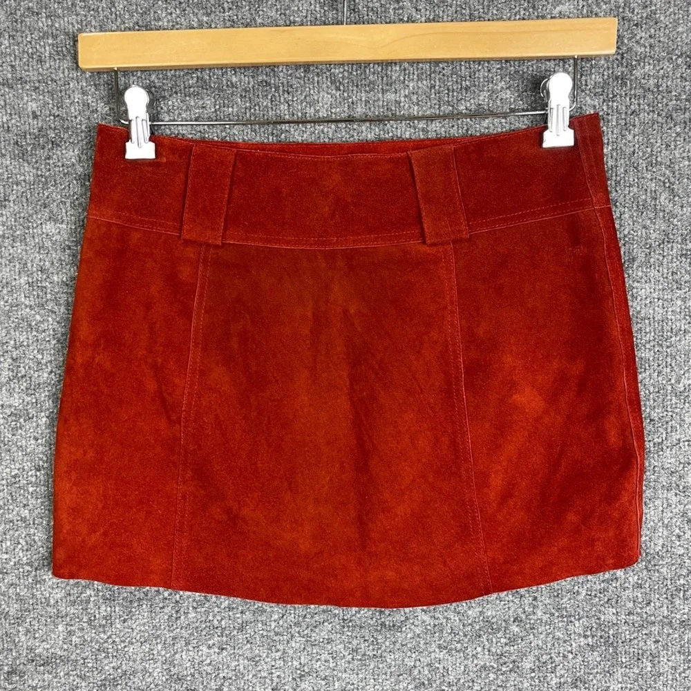 Free People Mini Skirt Womens Size 2 Suede 100% Cow Leather Boho Side Zip